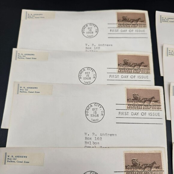 1968 Cherokee Strip First Day Of Issue Envelopes and Stamps Lot of 10 LI3010 - Picture 3 of 7